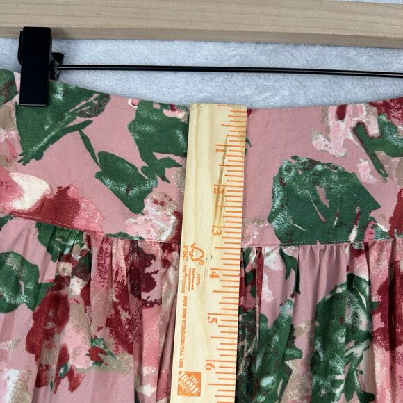 Talbots Pleated Skirt 16 Floral Rose Pink High Waist Cottagecore Boho Twee Retro - Picture 9 of 12